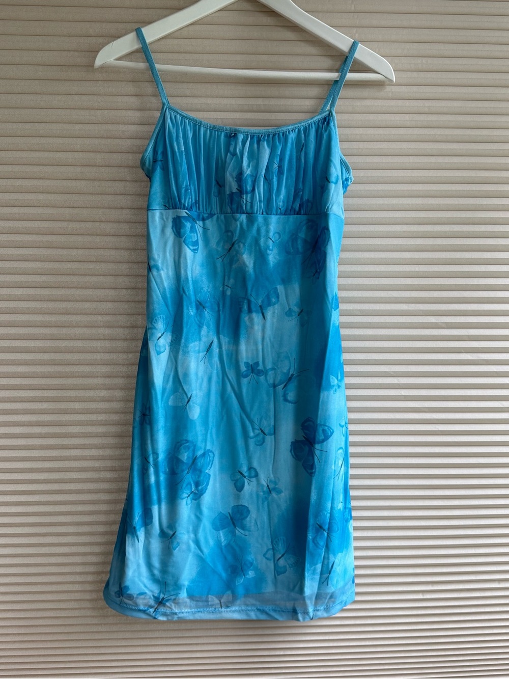 Vintage Y2K Butterfly Slip Dress Blue Spaghetti Strap Candy Rocket
